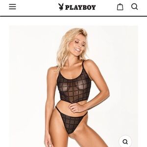 PLAYBOY Black Mesh Camisole Top Every Day Logo